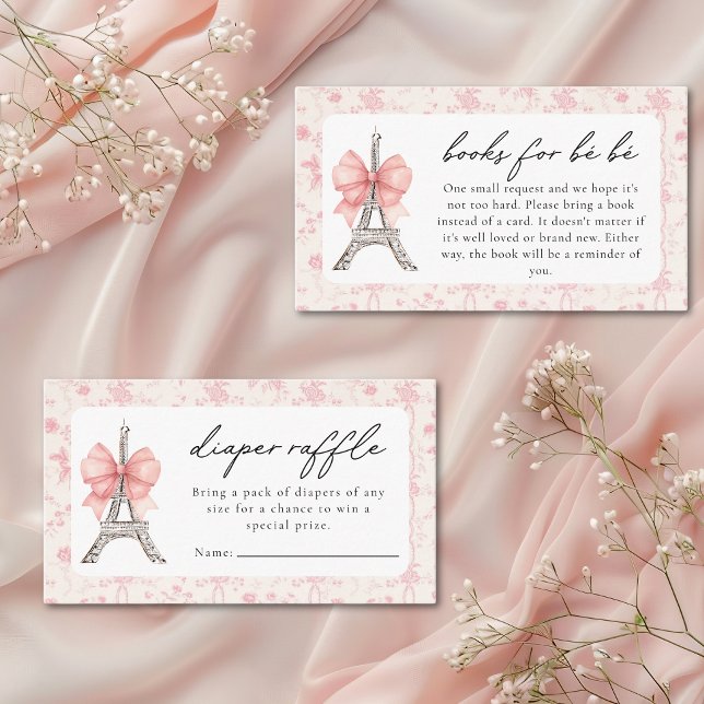 Tarjeta De Recepción Bon Jour Be French Toile Pink Baby Shower (Subido por el creador)