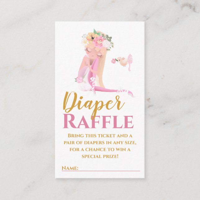 Tarjeta De Recepción Bonita Ballerina Diaper Raffle Ticket Enclosur (Anverso)