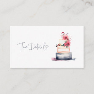 Tarjeta De Recepción Bonito acuarela boda tarta los detalles