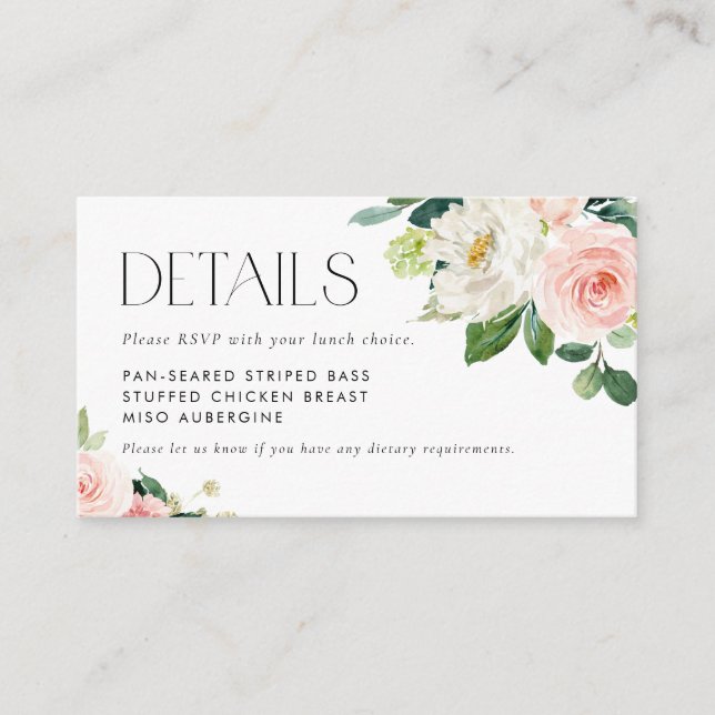 Tarjeta De Recepción Bonito acuarela Flores Jardín Detalles de RSVP (Anverso)