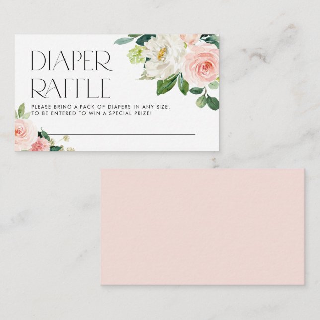 Tarjeta De Recepción Bonito acuarela Jardín Flores Diaper Raffle (Anverso / Reverso)