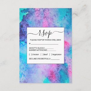 Tarjeta De Recepción Bonito Azul rosa Morado Salado Agua Arte