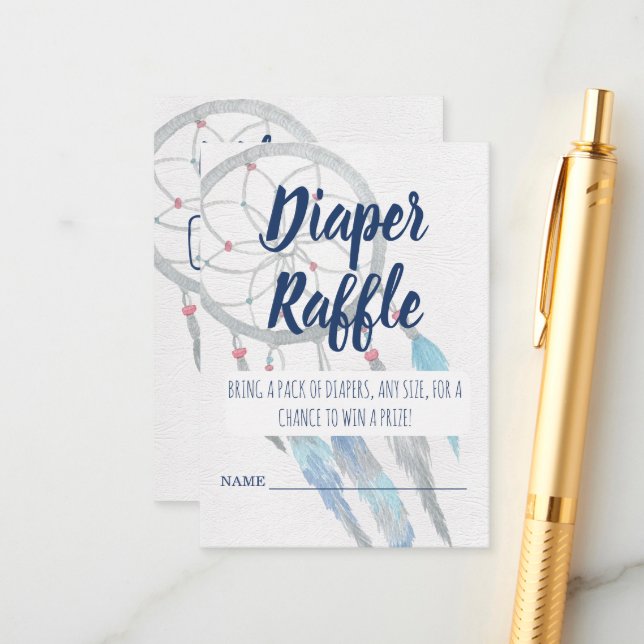 Tarjeta De Recepción Bonito Blue Boho Dreamcatcher Baby Shower (Anverso/Reverso In Situ)