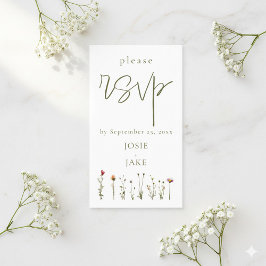 Tarjeta De Recepción Bonito de rsvp de boda de flores silvestres
