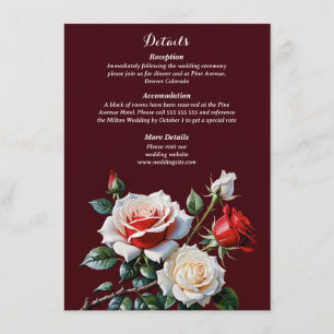 Tarjeta De Recepción Bonito oscuro rosa rosa rojo rosa rosas rojas boda