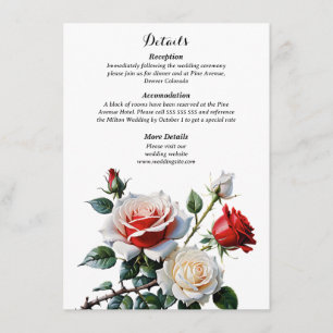 Tarjeta De Recepción Bonito oscuro rosa rosa rojo rosa rosas rojas boda