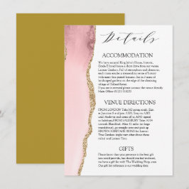 Tarjeta De Recepción Bonito Rubor Agate Rosado detalles del boda modern