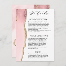 Tarjeta De Recepción Bonito Rubor Agate Rosado detalles del boda modern