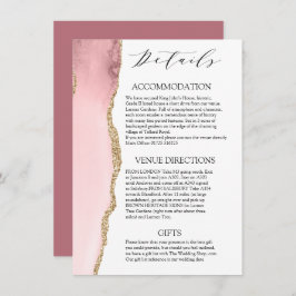 Tarjeta De Recepción Bonito Rubor Agate Rosado detalles del boda modern