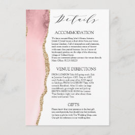 Tarjeta De Recepción Bonito Rubor Agate Rosado detalles del boda modern