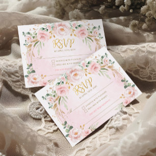 Tarjeta De Recepción Bonito Rubor Pink Floral Garden RSVP