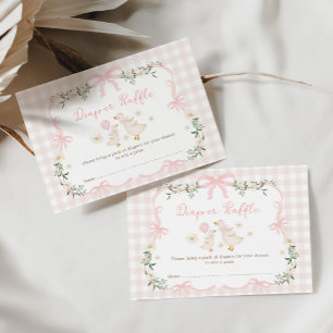 Tarjeta De Recepción Bonito Silly Goose Coquette Bow Diaper Raffle