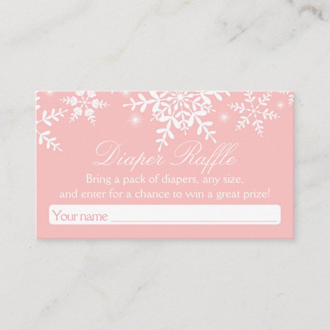 Tarjeta De Recepción Bonito Snowflakes Baby Shower Diaper Raffle Ticket (Anverso)