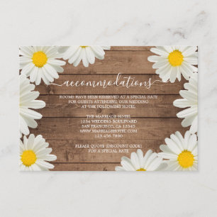 Tarjeta De Recepción Bonitos Daisies Información Rustic Wood Boda