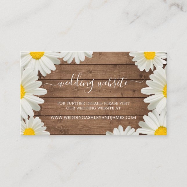 Tarjeta De Recepción Bonitos Daisies White Floral Rustic Boda (Anverso)