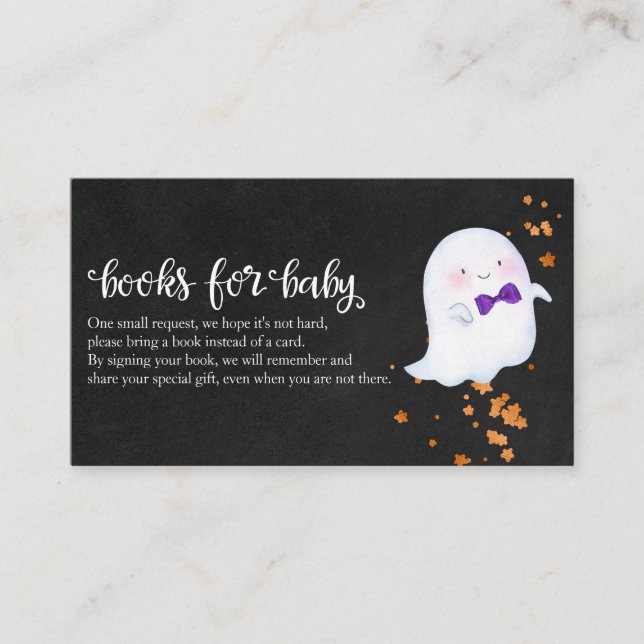 Tarjeta De Recepción Bonitos Fantasma Halloween Libros De Baby Shower P (Anverso)
