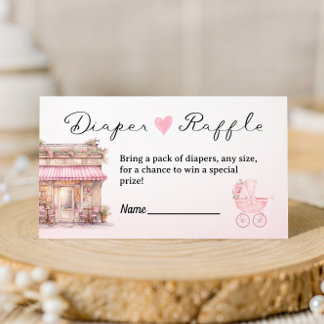 Tarjeta De Recepción Bonjour Bebe Diaper Raffle Card Paris Baby Shower 