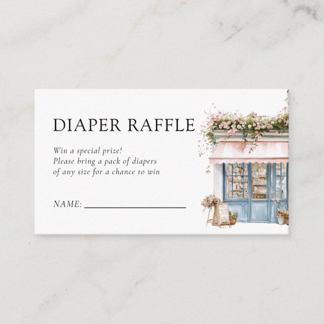 Tarjeta De Recepción Bonjour Bébé Francés Baby Shower Diaper Raffle (Anverso)