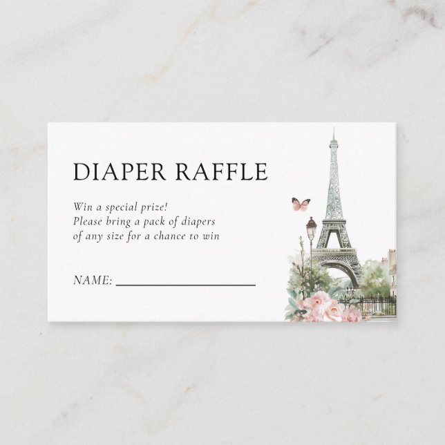 Tarjeta De Recepción Bonjour Bébé Francés Baby Shower Diaper Raffle (Anverso)