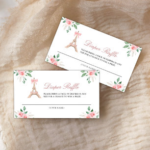 Tarjeta De Recepción Bonjour Bebe French Cafe Diapers de flores rosadas