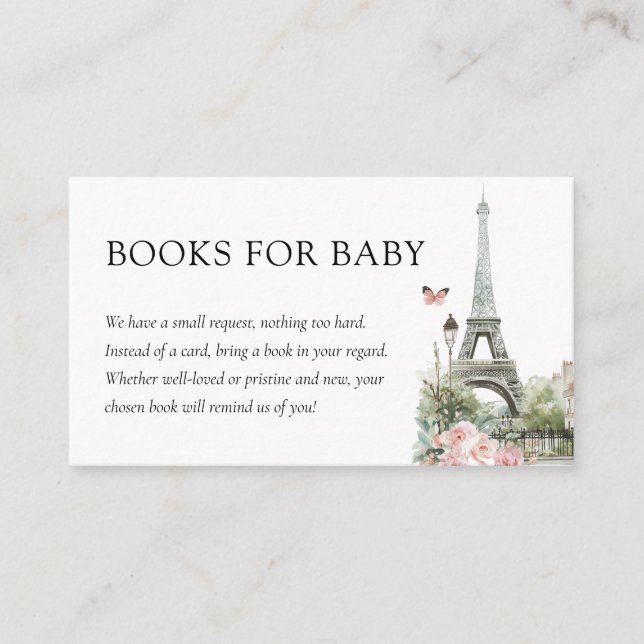 Tarjeta De Recepción Bonjour Bébé Paris Libros franceses de Baby Shower (Anverso)