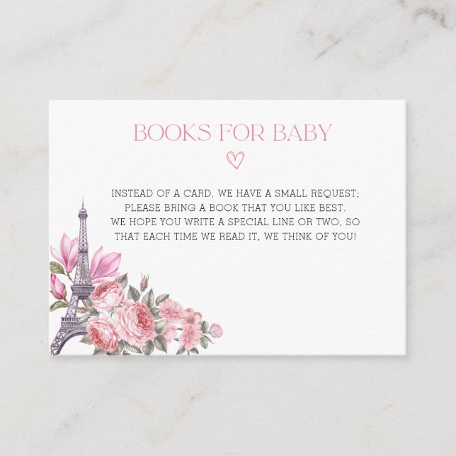 Tarjeta De Recepción Bonjour Bebe | Solicitud de libro de Baby Shower e (Anverso)