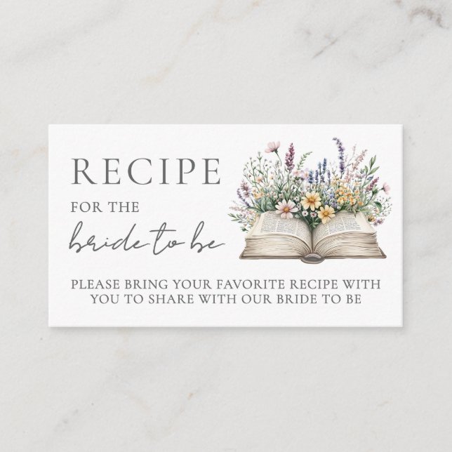 Tarjeta De Recepción Book Bridal Shower Recipe (Anverso)