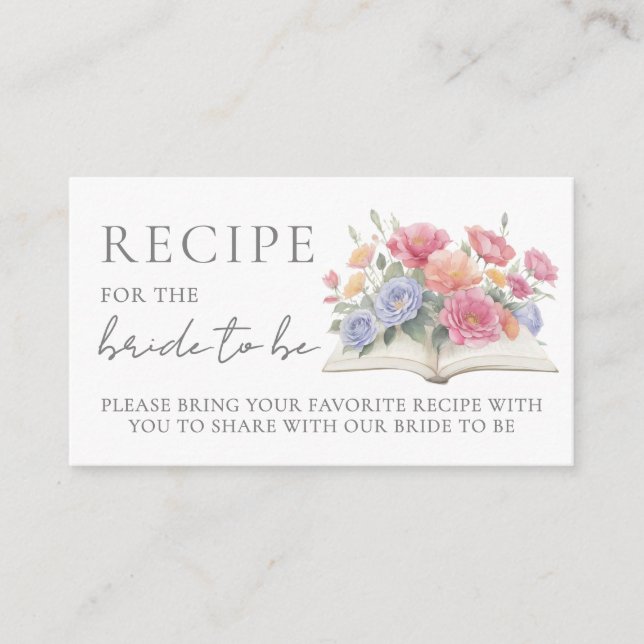 Tarjeta De Recepción Book Bridal Shower Recipe (Anverso)
