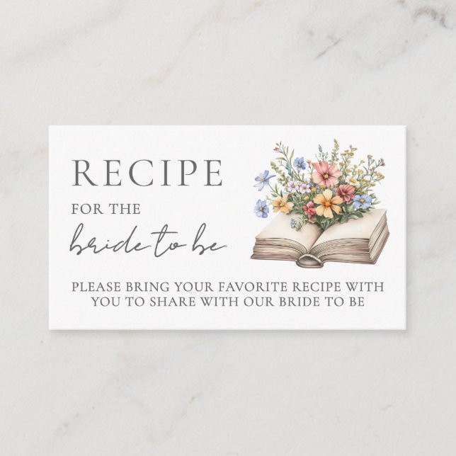 Tarjeta De Recepción Book Bridal Shower Recipe (Anverso)