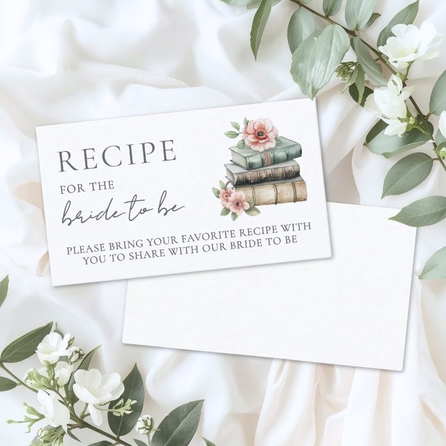 Tarjeta De Recepción Book Bridal Shower Recipe Request (Book Bridal Shower Recipe Request Enclosure Card)