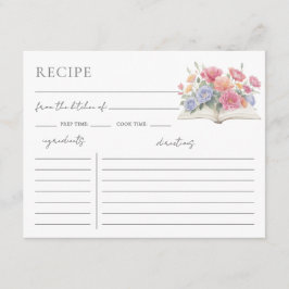 Tarjeta De Recepción Book Bridal Shower Recipe Request Card