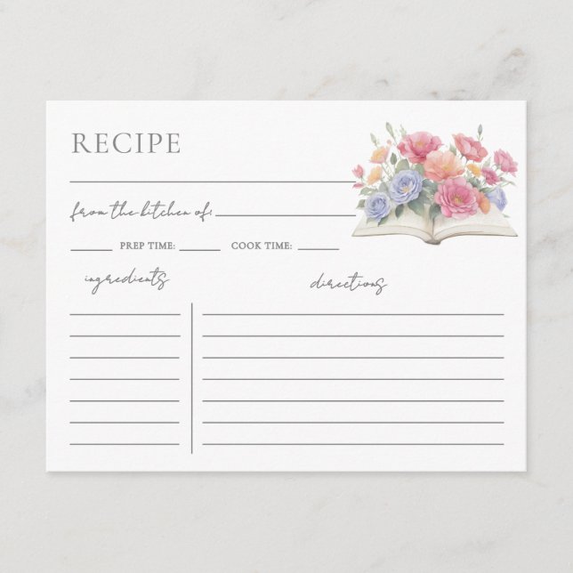 Tarjeta De Recepción Book Bridal Shower Recipe Request Card (Anverso)