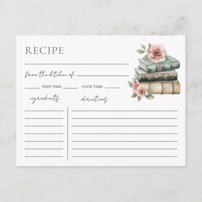 Tarjeta De Recepción Book Bridal Shower Recipe Request Card (Anverso)