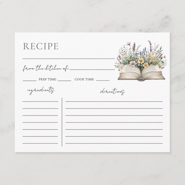 Tarjeta De Recepción Book Bridal Shower Recipe Request Card (Anverso)