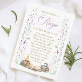 Tarjeta De Recepción Book themed Bridal Shower Recipe Request