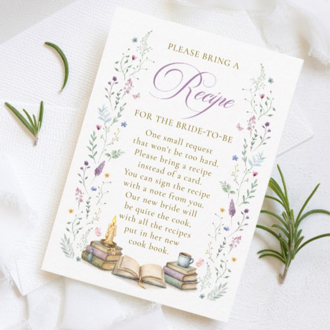 Tarjeta De Recepción Book themed Bridal Shower Recipe Request (Subido por el creador)