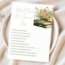 Tarjeta De Recepción book What Did the Groom Say Bridal Shower Game