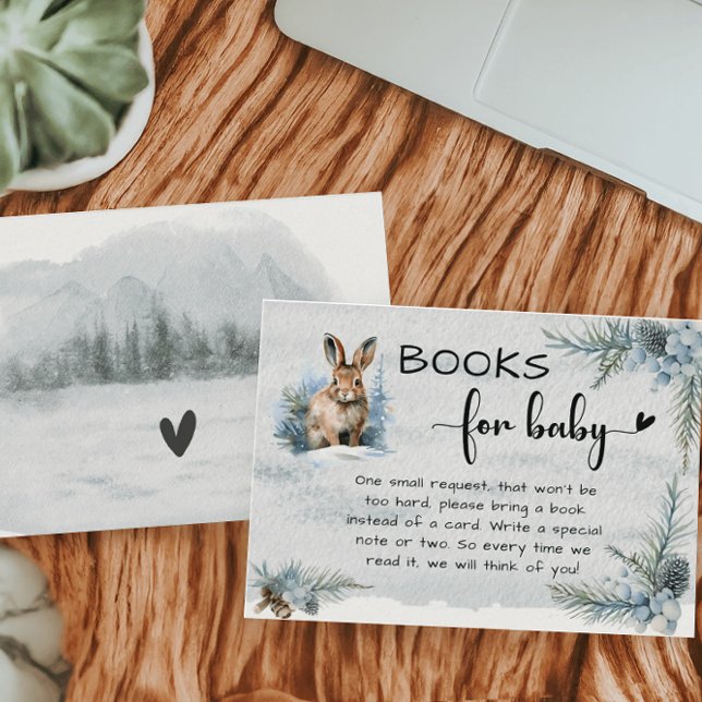 Tarjeta De Recepción Books Baby Shower para bebés de conejo de invierno (Subido por el creador)
