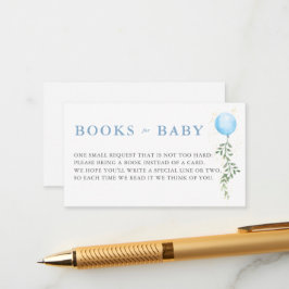 Tarjeta De Recepción Books Blue Balloon Soft Greenery Boy Baby Shower