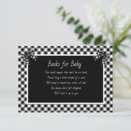 Tarjeta De Recepción Books for Baby Black and White Plaid