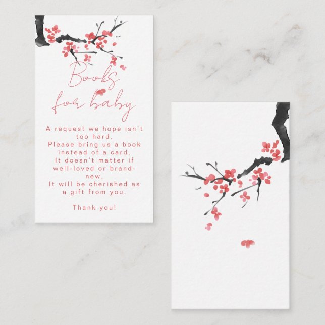 Tarjeta De Recepción Books for Baby Blooming Pink Blossom Baby Shower (Anverso / Reverso)