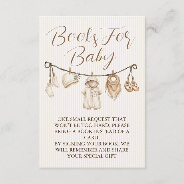 Tarjeta De Recepción Books For Baby Boho Clothesline Baby Shower (Anverso)