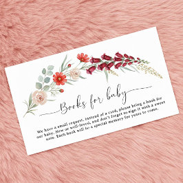 Tarjeta De Recepción Books for Baby Boho red floral Baby Shower custom