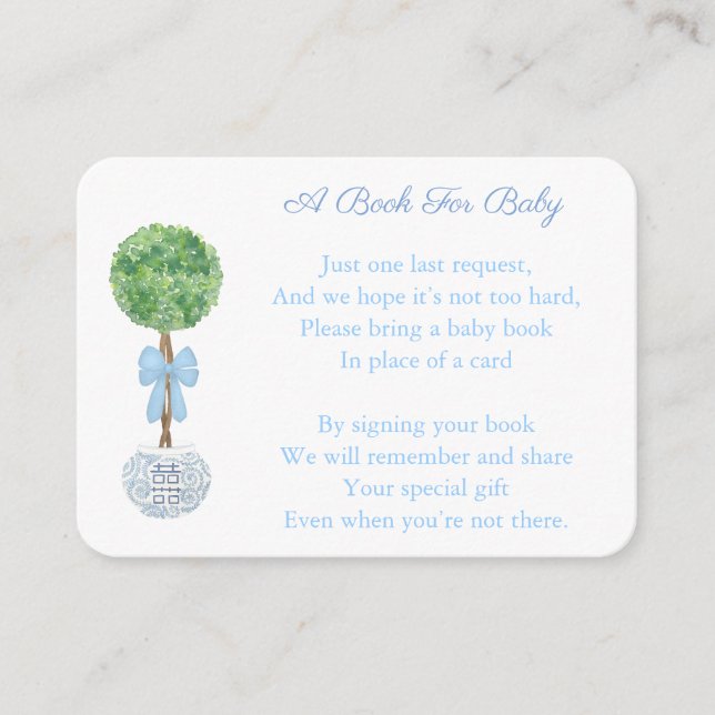 Tarjeta De Recepción Books For Baby Boy's Library Preppy Boxwood Shower (Anverso)