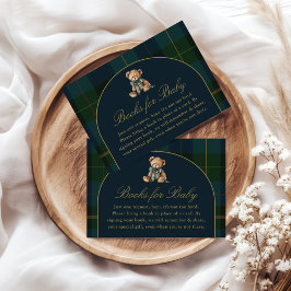 Tarjeta De Recepción Books for Baby Card Classic Dark Green Blue Plaid 