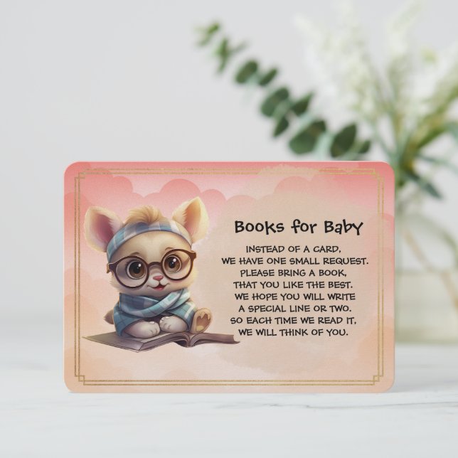 Tarjeta De Recepción Books for Baby Cute Kitten Reading A Book (Anverso de pie)