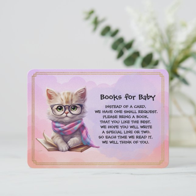 Tarjeta De Recepción Books for Baby Cute Kitten Reading A Book (Anverso de pie)