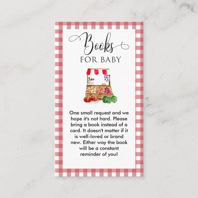 Tarjeta De Recepción Books for Baby Locally Grown Baby Shower Gingham (Anverso)