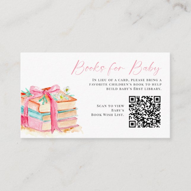Tarjeta De Recepción Books for Baby QR Code New Chapter Baby Shower (Anverso)