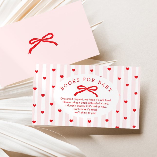 Tarjeta De Recepción Books for baby Valentines hearts Bow Baby Shower (Subido por el creador)